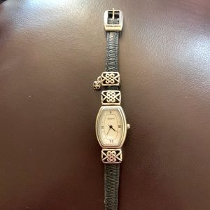 Brighton Silver Canterbury Watch w/Black or Brown Leather Reversible Strap!